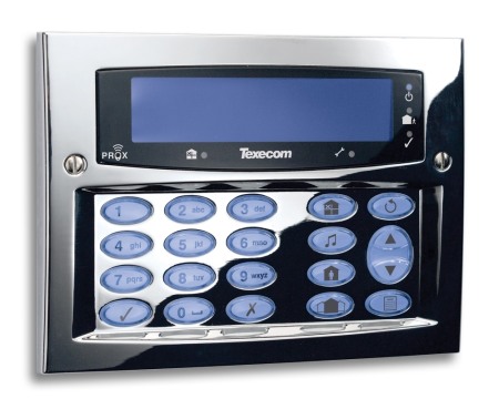 Sisteme de alarma Texecom - Tastatura cu design exclusivist cu display LCD albastru Prem Elite SMK