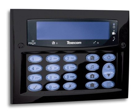 Sisteme de alarma Texecom - Tastatura cu design exclusivist cu display LCD albastru Prem Elite SMK/FMK Diamond