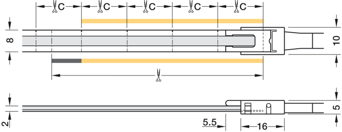 Bandă COB Eco Häfele Loox5 LED 2174, lățime 8 mm, tensiune alimentare 12 V, 480 LED / metru, consum 9.6 W / metru, IP 44 [3]