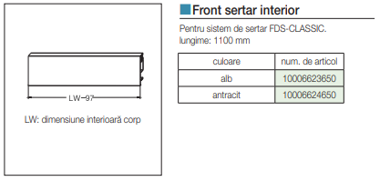 Front sertar interior pentru sistem FDS-CLASSIC 1100 MM [2]