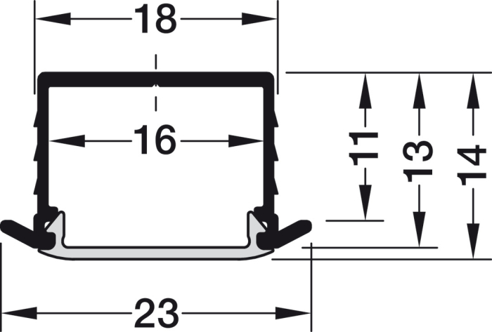 Led profil incastrat translucent gri 2500x18x11 mm [2]