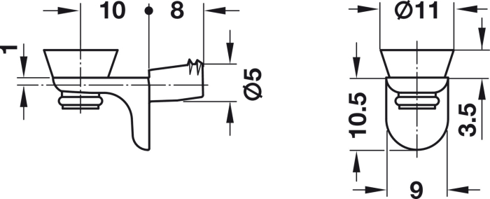 Suport de poliţă, Pentru polițe din sticlă, aliaj de zinc, cu suport lat din plastic, cu 2 canale, capacitate portantă de 6,25 kg pe bucată [2]
