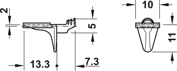 Suport de poliţă, Pentru poliţe din sticlă, pentru montare cu șuruburi în gaură cu Ø 5 mm [2]