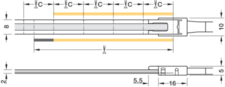 Bandă COB Eco Häfele Loox5 LED 2174, lățime 8 mm, tensiune alimentare 12 V, 480 LED / metru, consum 9.6 W / metru, IP 44 [1]