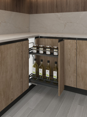 Coș Jolly Häfele Design Premium cu 2 niveluri de depozitare, extragere totală cu mecanism amortizare şi autoînchidere [1]