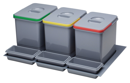 Bucatarie - Coșuri colectare gunoi menajer 800 mm / compartimentare detergenți, înălțime totală H = 230 mm, montaj în sertar