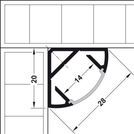 Häfele Loox, Profil 2195 pentru bandă LED, montaj aplicat pe colț, aluminiu, 20 x 20 mm, lungime 2500 mm [2]