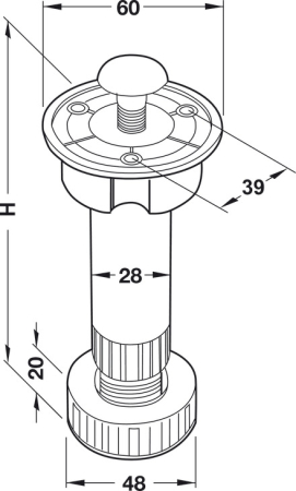 Picior reglabil pentru socluri, pentru montaj cu șuruburi H80 MM [1]