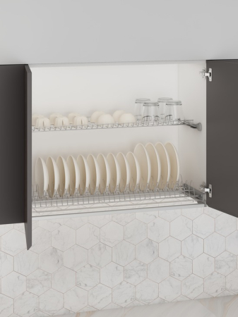 Scurgător din oțel tratat antirugină pentru vase și pahare, cu cadru rigidizare, 2 niveluri [1]