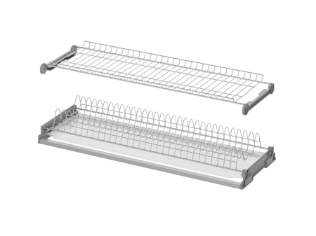 Bucatarie - Scurgător din oțel tratat antirugină pentru vase și pahare, cu cadru rigidizare, 2 niveluri