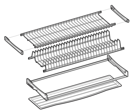 Scurgător din oțel tratat antirugină pentru vase și pahare, cu cadru rigidizare, 2 niveluri [2]