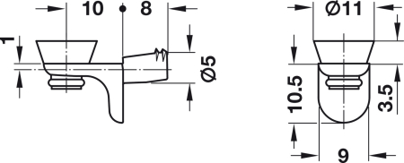 Suport de poliţă, Pentru polițe din sticlă, aliaj de zinc, cu suport lat din plastic, cu 2 canale, capacitate portantă de 6,25 kg pe bucată [1]