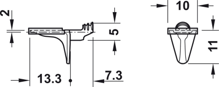 Suport de poliţă, Pentru poliţe din sticlă, pentru montare cu șuruburi în gaură cu Ø 5 mm [1]