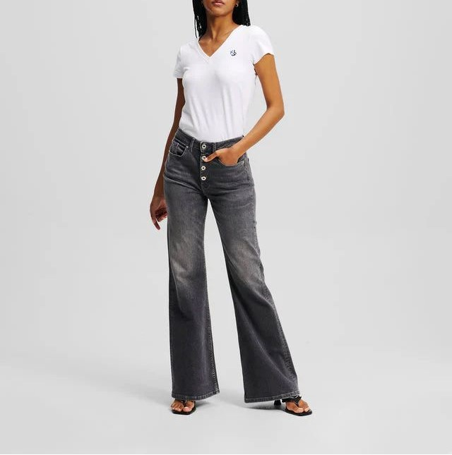 KARL LAGERFELD JEANS BLUGI HIGH RISE FLARED SHANK VISUAL FEMEI [2]