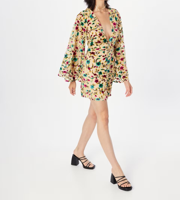 Rochie Femei cu Maneca Lunga Floral Devore [3]
