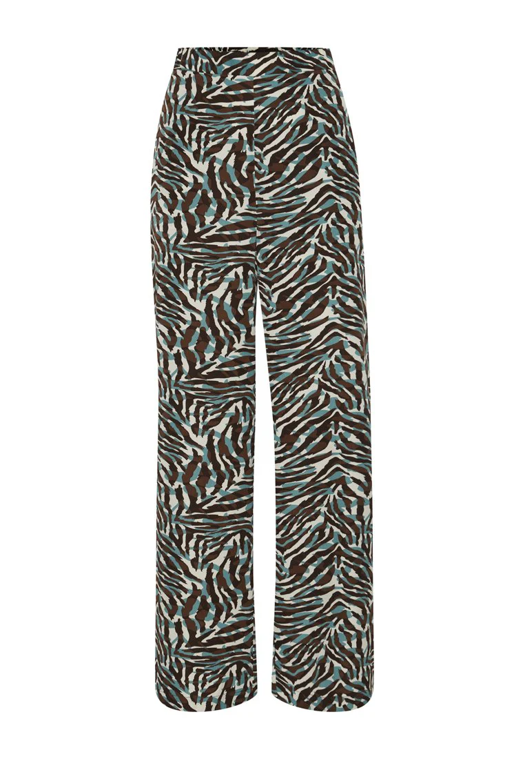 PANTALONI FEMEI - ICHI PANTALONI WIDE LEG FEMEI A PRINT FEMEI 