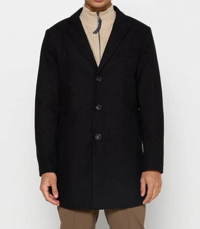 BARBATI - LERROS PALTON 30% LANA BARBATI NEGRU XXL