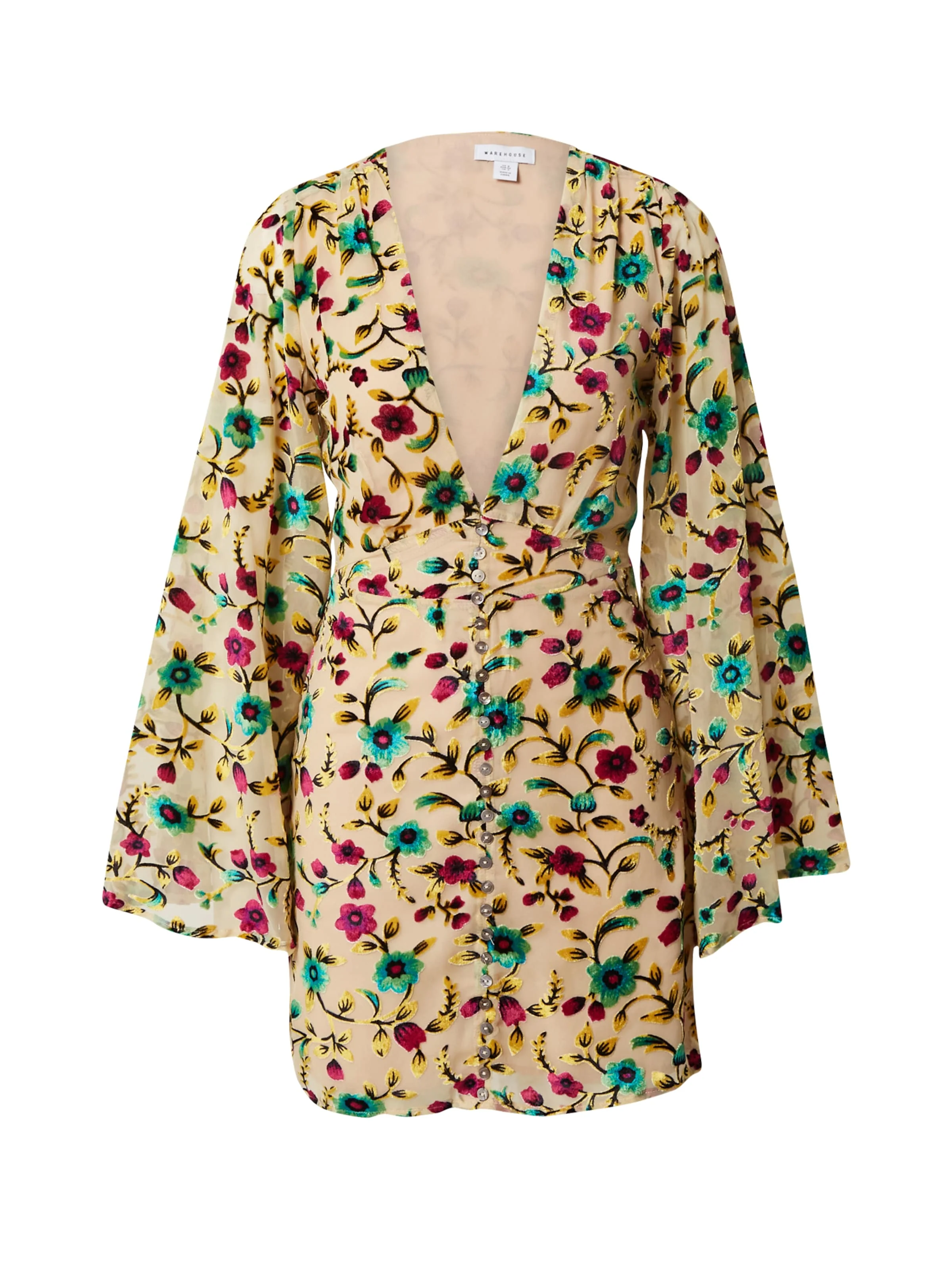 Rochii - Rochie Femei cu Maneca Lunga Floral Devore