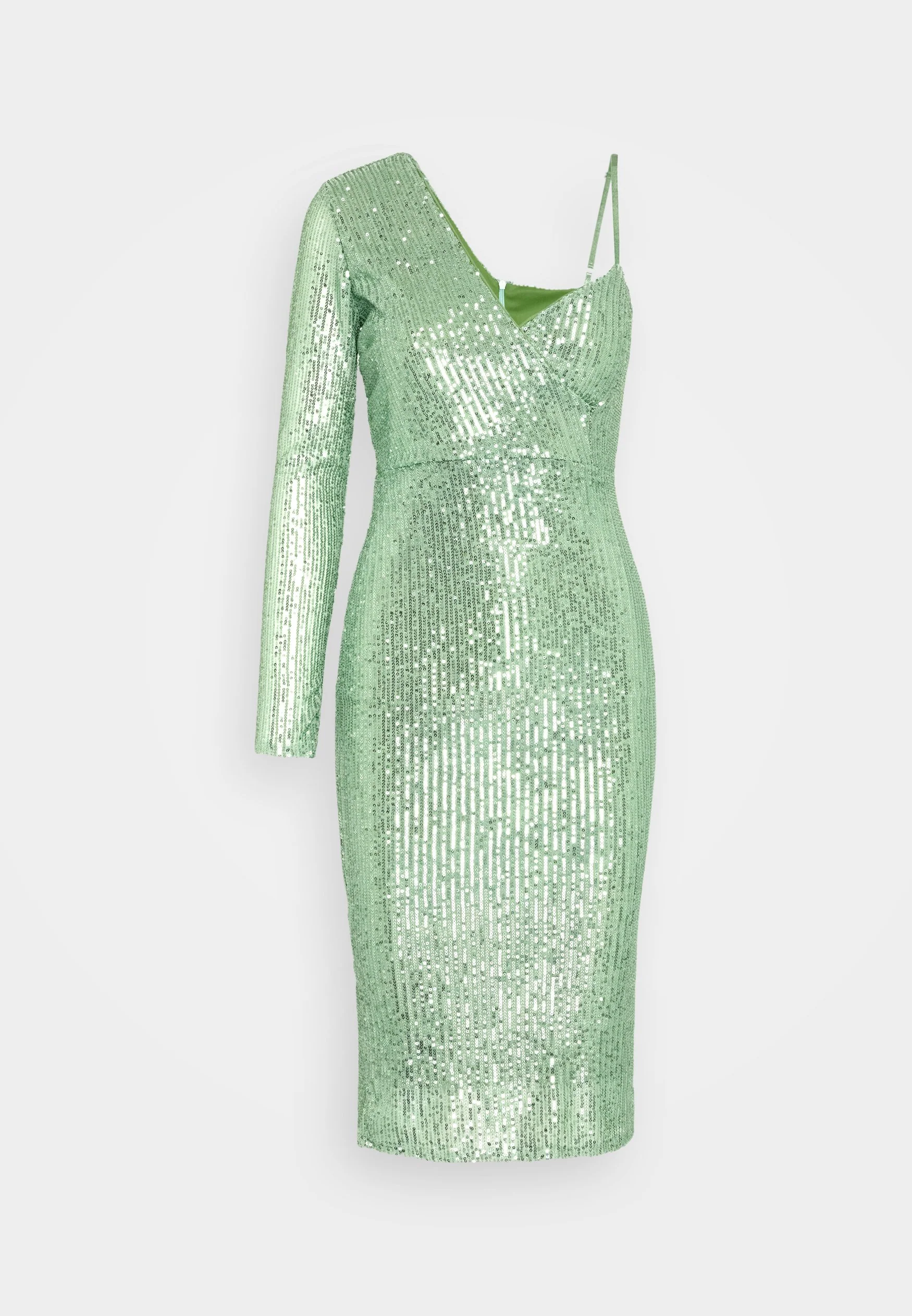 Rochii - Rochie Femei cu un umar gol    VERDE PAIETE 38 MIDI