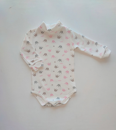 Hainute pentru copii - Body cu maneca lunga cu gîtișor Crown