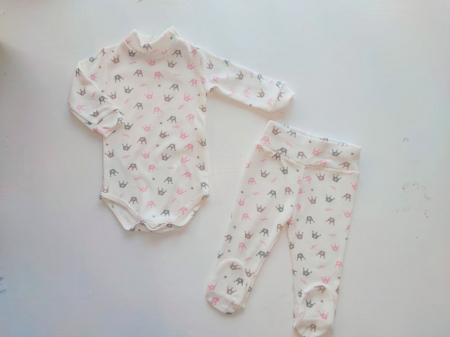 Hainute pentru copii - Body+Pantolanasi cu maneca lunga cu gîtișor Crown