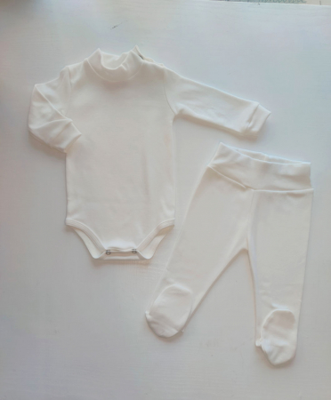 Hainute pentru copii - Body+Pantolanasi cu maneca lunga cu gîtișor Ivory