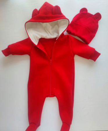 Hainute pentru copii - Salopeta+Caciulita Pampy de la 1 pina la 3 luni Red