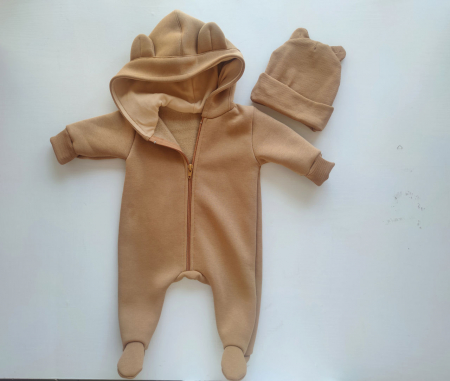 Hainute pentru copii - Salopeta+Caciulita Pampy de la 3 pina la 6 luni Beige inchis