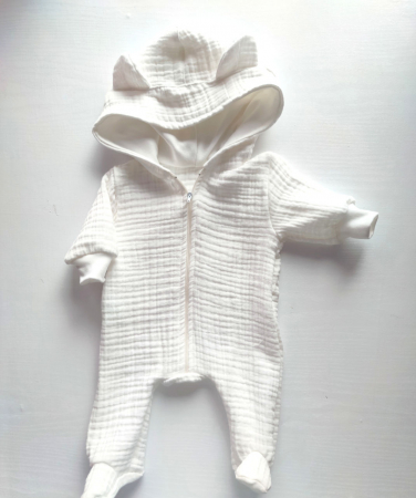 Hainute pentru copii - Salopeta din muslin Ivory Pampy de la 0 pina la 1 luni