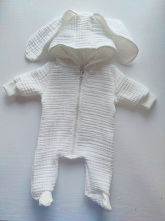Hainute pentru copii - Salopeta din muslin Ivory Pampy de la 1 pina la 3 luni