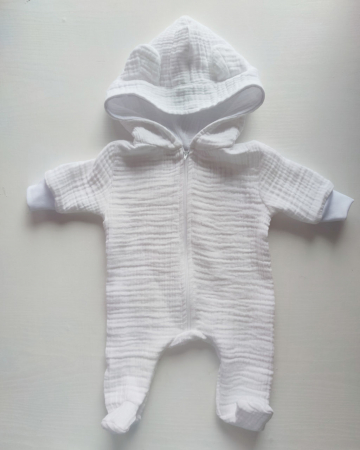 Hainute pentru copii - Salopeta din muslin White Pampy de la 0 pina la 1 luni