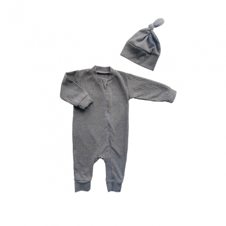 Seturi pentru nounascuti - Set din muslin. Slip+Căciulița cu nod