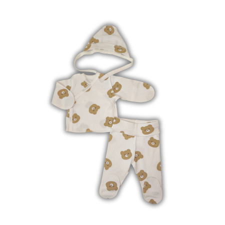 Seturi pentru nounascuti - Set din tricot bluzia pantalonai i caciulia cu ireturi bears