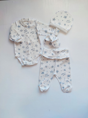 Hainute pentru copii - Set Pampy (0-1 luni) Grey Stars