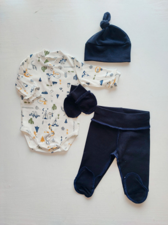 Hainute pentru copii - Set Pampy (0-1 luni) Safari+Dark Blue