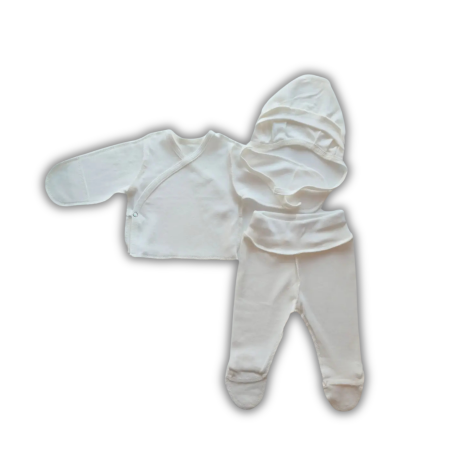 Seturi pentru nounascuti - Set Pampy cu camasa (0-1 luni) Ivory