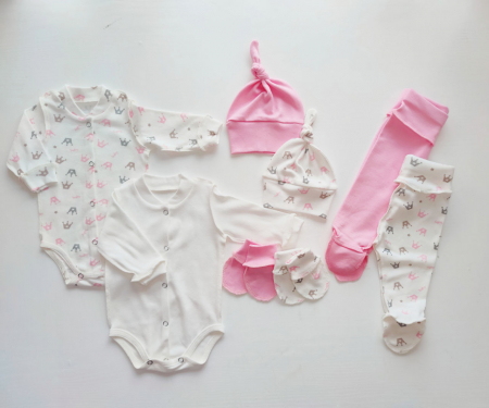 Hainute pentru copii - Set Pampy Ivory+Pink+Crown