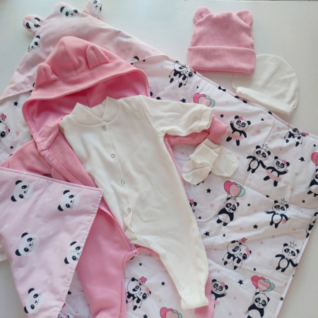 Plicuri pentru nounascuti - Setul pentru externarea Pink Panda