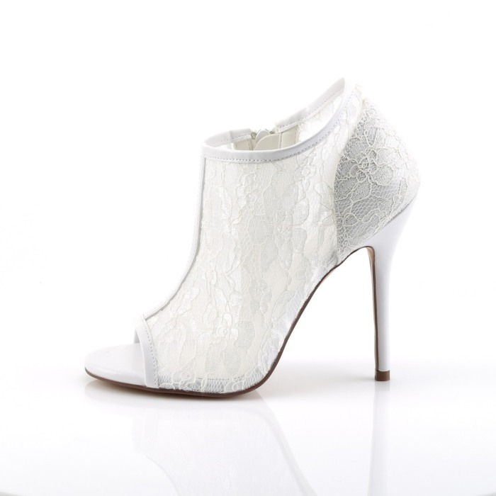 Botine din dantela cu toc inalt de 12 cm elegante albe de mireasa [3]