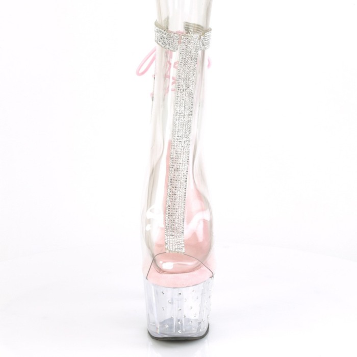 Botine transparente cu toc inalt si platforma cu pietricele [2]