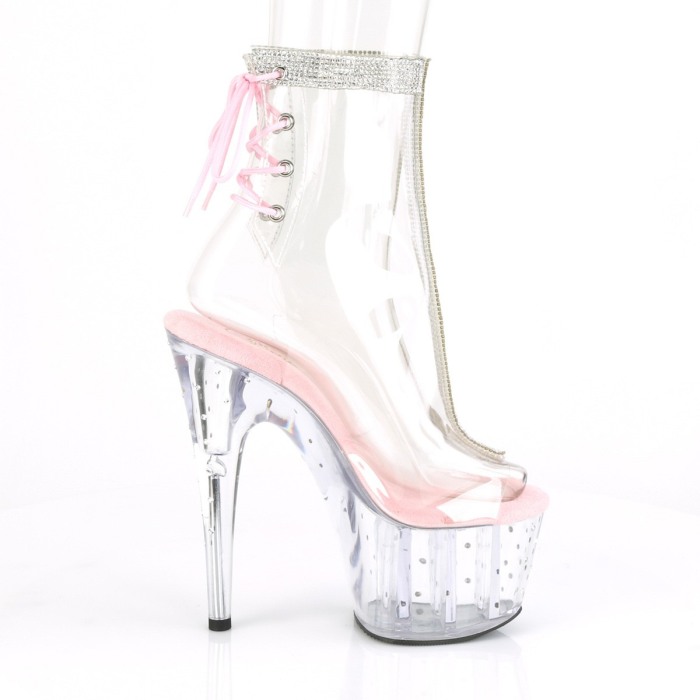Botine transparente cu toc inalt si platforma cu pietricele [5]