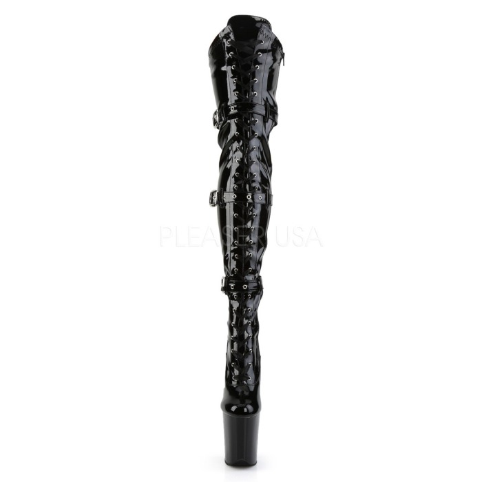 Cizme Flamingo 3028 toc inalt pole dance dans la bara negru lac [2]