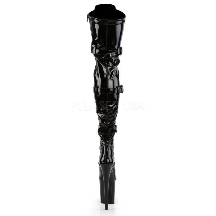 Cizme Flamingo 3028 toc inalt pole dance dans la bara negru lac [4]