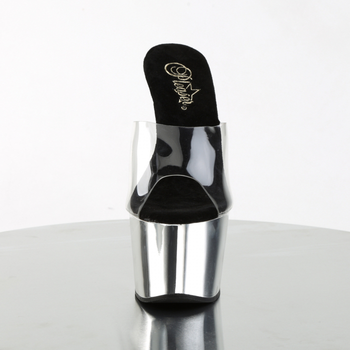 Sandale Pleaser toc inalt si platforma pole dance toc 17 cm argintii [3]