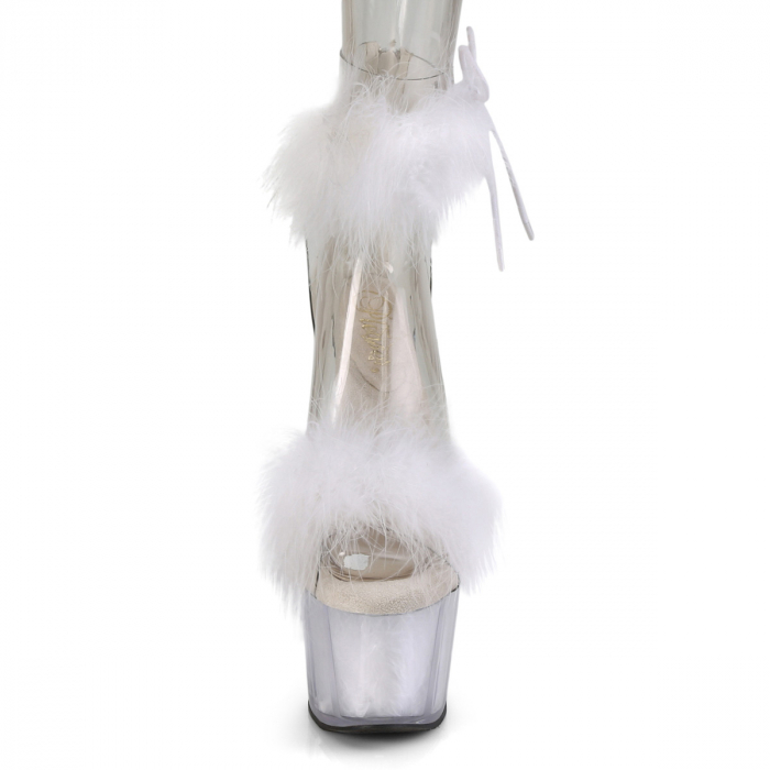 Sandale ADORE 724 F albe cu puf si toc 18 cm dans la bara marimi mari [3]