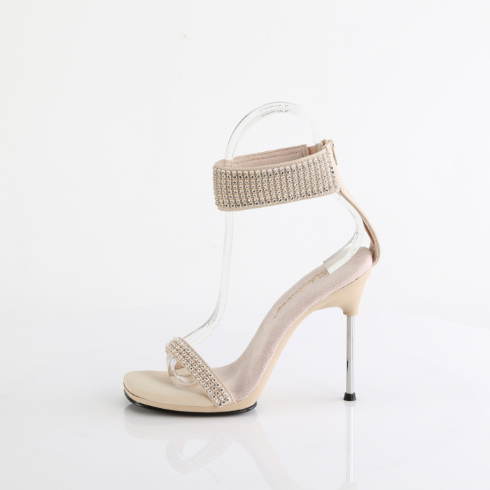 Sandale concurs fitness de mireasa pleaser toc de 12 cm crem [5]