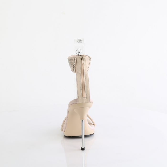 Sandale concurs fitness de mireasa pleaser toc de 12 cm crem [2]