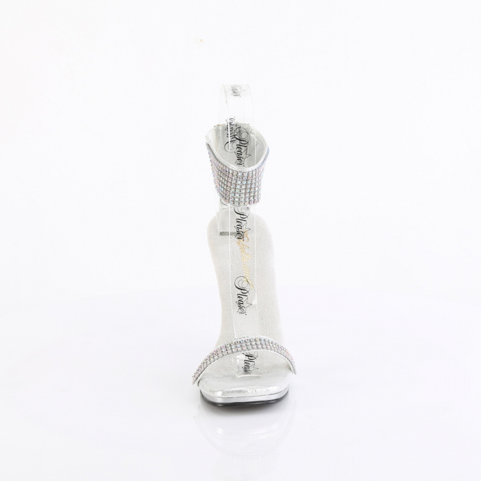 Sandale concurs fitness de mireasa pleaser toc de 12 cm argintii [4]
