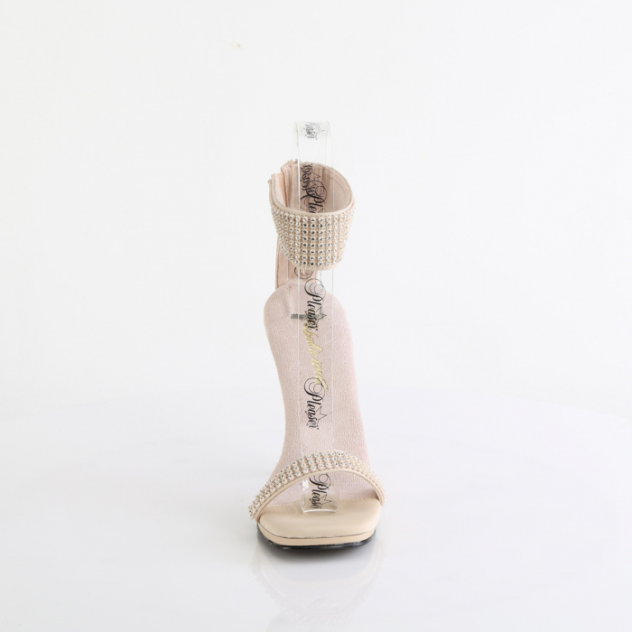 Sandale concurs fitness de mireasa pleaser toc de 12 cm crem [4]