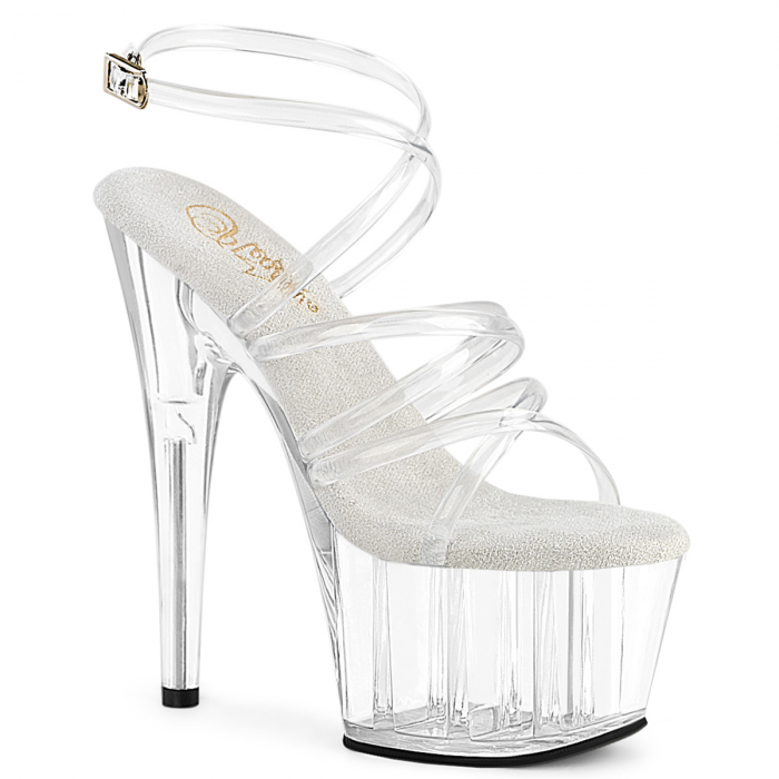 Sandale transparente, de mireasa, cu platforma inalta brand Pleaser [1]